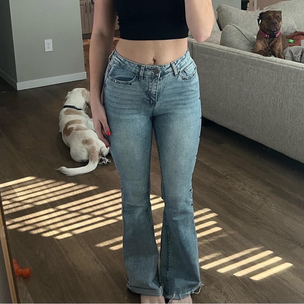 Stylish Light Blue Flare Jeans